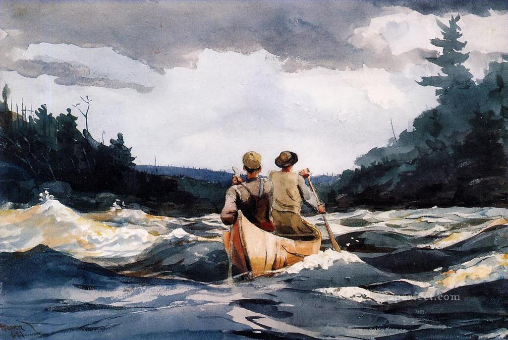 Canoa en los Rapids Acuarela de Winslow Homer Pintura al óleo